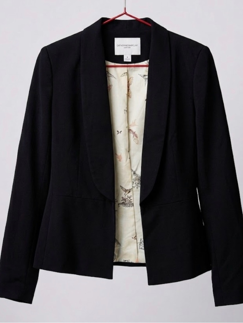 Katherine Barclay Black Open-Front Shawl Collar Blazer